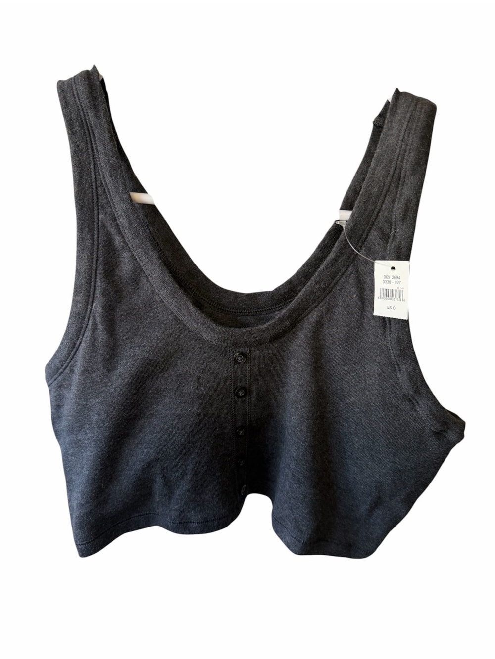 Women’s aerie crop top with a built in bra! Gray with cute buttons! Size small!